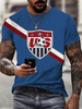 T-shirts Classique bleu foncé Col Rond Imprimé Manches Courtes
