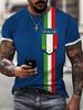 T-shirts Classique bleu foncé Col Rond Imprimé Manches Courtes