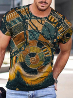 T-shirts Classique Col Bijou Imprimé Manches Courtes