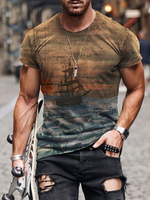 T-shirts Classique Col Bijou Imprimé Manches Courtes