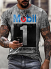 T-shirts Classique gris Col Rond Imprimé Manches Courtes