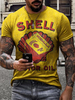 T-shirts Classique jaune Col Rond Imprimé Manches Courtes