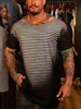 T-shirts Classique Jewel Neck Stripes Manches courtes