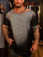 T-shirts Classique Jewel Neck Stripes Manches courtes