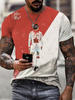T-shirts Classique rouge et blanc Col Rond Imprimé Manches Courtes