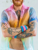 T-shirts Col Rabattu Colour Block Manches Courtes