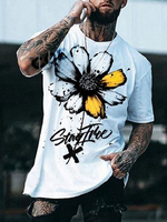 T-shirts Décontracté Col Bijou Imprimé Manches Courtes