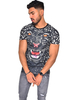 T-shirts Décontracté Jewel Neck Imprimé Léopard Manches Courtes
