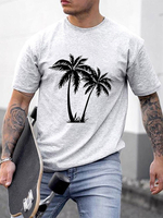 T-shirts Décontracté Jewel Neck Imprimé Manches Courtes
