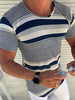 T-shirts Décontracté Jewel Neck Stripes Manches courtes