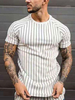 T-shirts Décontracté Jewel Neck Stripes Manches courtes
