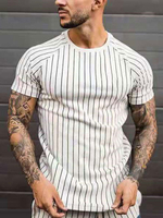 T-shirts Décontracté Jewel Neck Stripes Manches courtes