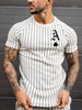 T-shirts Décontracté Jewel Neck Stripes Manches courtes