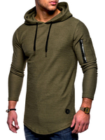 T-shirts Décontractés À Capuche Manches Longues Décoré Zip