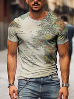 T-shirts gris Chic Col rond Imprimé Manches Courtes