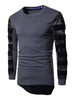 T-shirts gris foncé pour femmes Chemisier coupe classique à manches longues et col bijou