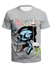 T-shirts gris hommes bijou cou manches courtes imprimé haut décontracté