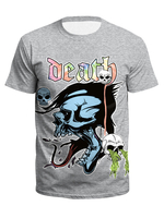 T-shirts gris hommes bijou cou manches courtes imprimé haut décontracté