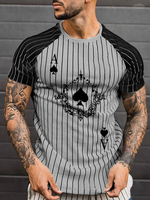 T-shirts gris imprimé pique as décontracté manches courtes col rond chic