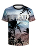 T-shirts imprimés en 3D pour hommes; col rond; manches courtes; vêtements pour la plage