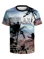 T-shirts imprimés en 3D pour hommes; col rond; manches courtes; vêtements pour la plage