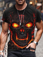 T-shirts noir Classique Col rond Imprimé crâne Manches Courtes