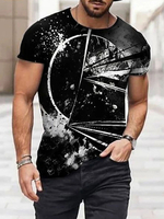 T-shirts noir Classique Col rond Imprimé Manches Courtes