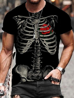 T-shirts noir Classique Col rond Imprimé squelette Manches Courtes