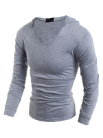 T-shirts Pour Hommes À Capuche Manches Longues Col En V Gris Clair Hoodies