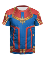 T-shirts pour hommes Captain Marvel Imprimé en 3D à séchage rapide et ras du cou à manches courtes