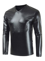 T-shirts pour hommes décontracté col bijou manches longues chemisier blond
