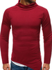 T-shirts pour hommes décontracté col bijou manches longues chemisier rouge