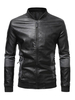 T-shirts pour hommes décontracté col bijou manches longues col montant manteau noir