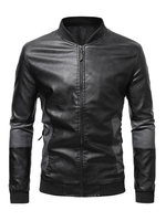 T-shirts pour hommes décontracté col bijou manches longues col montant manteau noir