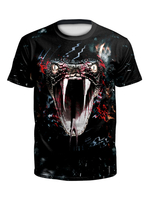 T-shirts pour hommes Effrayant Halloween Motif Serpent Col Bijou Squelette Manches Courtes Chemisier