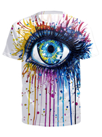 T-shirts pour hommes Imprimé en 3D à séchage rapide et ras du cou à manches courtes et haut blanc pour lété