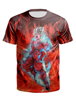 T-shirts pour hommes Imprimé en 3D Anime à séchage rapide et ras du cou à manches courtes en rouge