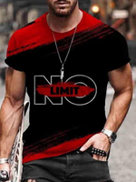 T-shirts rouge noir Classique Col rond Imprimé Manches Courtes