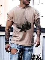 T-shirts Simple col rond Manches courtes