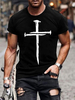 T-shirts Simple Manches Courtes Col rond imprimé croix