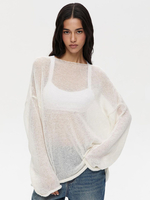 T-shirts unis au crochet col bateau manches longues haut sexy surdimensionné creux