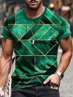 T-shirts vert Classique Col rond Imprimé Manches Courtes