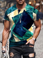 T-shirts vert Classique Col rond Imprimé Manches Courtes