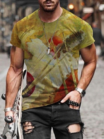 T-shirts vert Classique Col rond Imprimé Manches Courtes