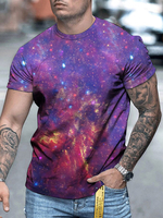 T-shirts violet Chic Col rond Imprimé Manches Courtes