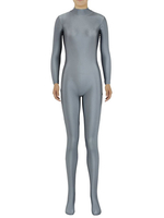 Étain Zentai grise Slim Fit combinaison Spandex pour femmes Déguisements Halloween