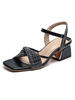 Talon Sandales Sandales Talon Chunky Noir Bout Carré PU Cuir