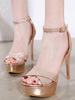 Talon sandales talon aiguille blond bout carré talons en cuir PU bride à la cheville