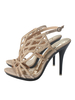 Talon Sandales Talon Aiguille Blond Clair Bout Ouvert En Tissu Paillettes Bride De Cheville Talons
