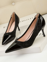 Talons à mi-bas Femmes chics chic pointu oiseau talon strass gras glamour pompes noires Talons de soirée